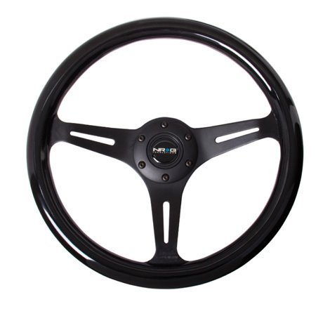 NRG Classic Wood Grain Steering Wheel (350mm) Black Paint Grip w/Black 3-Spoke Center