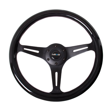 NRG Classic Wood Grain Steering Wheel (350mm) Black Paint Grip w/Black 3-Spoke Center