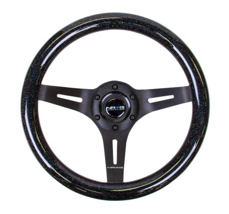 NRG Classic Wood Grain Steering Wheel (310mm) Black Sparkle w/Blk 3-Spoke Center