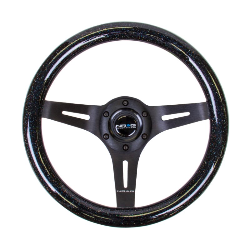 NRG Classic Wood Grain Steering Wheel (310mm) Black Sparkle w/Blk 3-Spoke Center