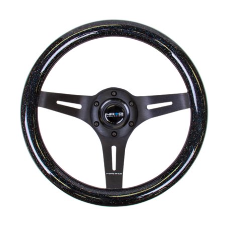 NRG Classic Wood Grain Steering Wheel (310mm) Black Sparkle w/Blk 3-Spoke Center