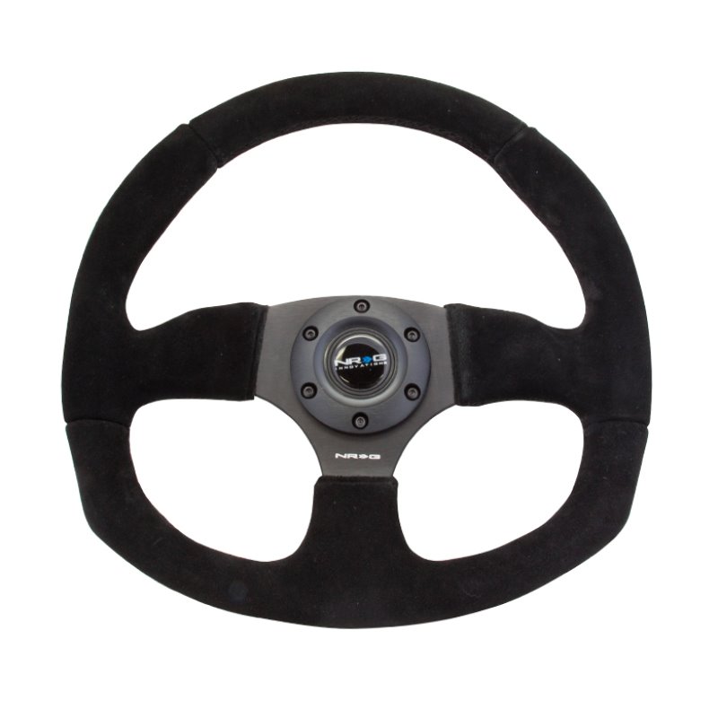 NRG Reinforced Steering Wheel (320mm Horizontal / 330mm Vertical) Black Suede w/Black Stitching