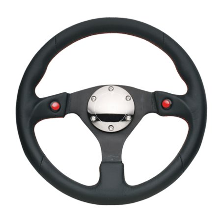 NRG Reinforced Steering Wheel (320mm) Blk Leather w/Dual Buttons