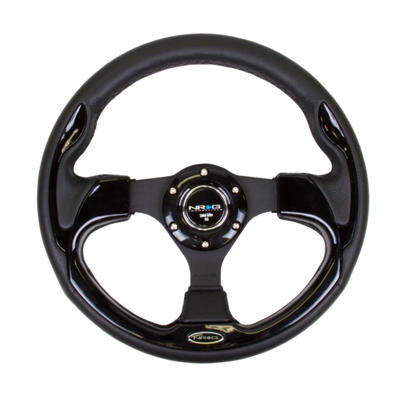 NRG Reinforced Steering Wheel (320mm) Blk w/Gloss Black Trim