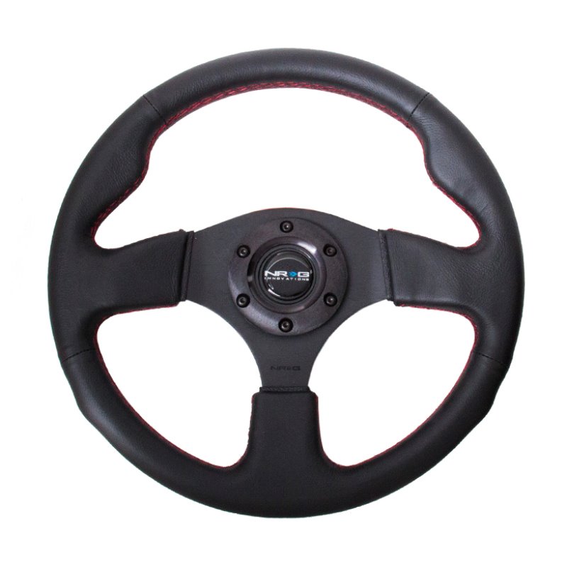 NRG Reinforced Steering Wheel (320mm) Leather w/Red Stitch