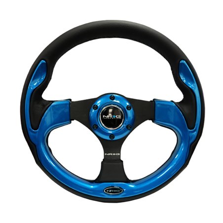 NRG Reinforced Steering Wheel (320mm) Blk w/Blue Trim