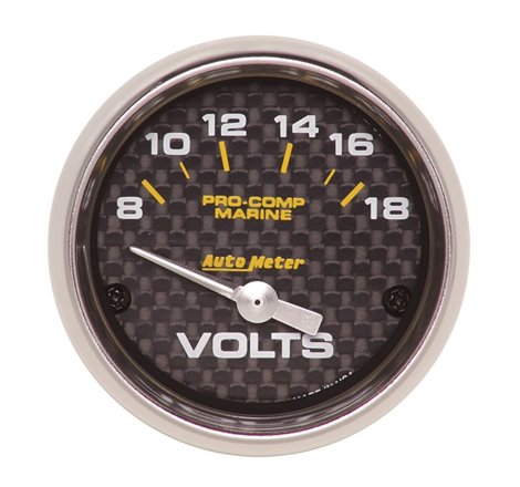 Autometer Marine Carbon Fiber 2-1/16in 18V Electric Voltmeter Gauge