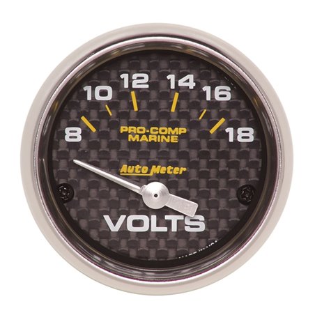 Autometer Marine Carbon Fiber 2-1/16in 18V Electric Voltmeter Gauge