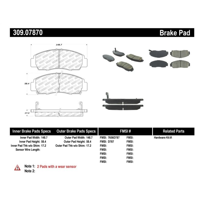 StopTech Performance 04-09 Acura TSX / 09 Accord V6 Coupe ONLY Front Brake Pads