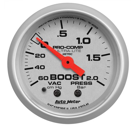 Autometer Ultra-Lite 52mm 60cm/HG-2.0Bar Mechanical Vacuum/Boost Gauge