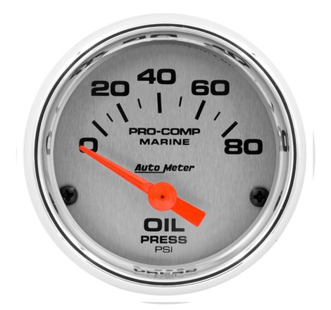 Autometer Marine Chrome Ultra-Lite 2-1/16in 80PSI Electric Oil Pressure Gauge