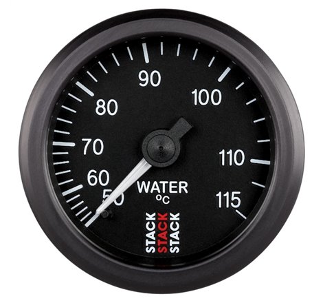 Autometer Stack Instruments 52mm 50-115 Celsius 3/8 BSPT (M) Mechanical Water Temp Gauge - Black