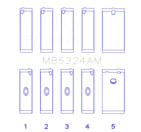 King General Motors 400CI 6.6L V8 OHV Crankshaft Main Bearing Set (Set of 5)