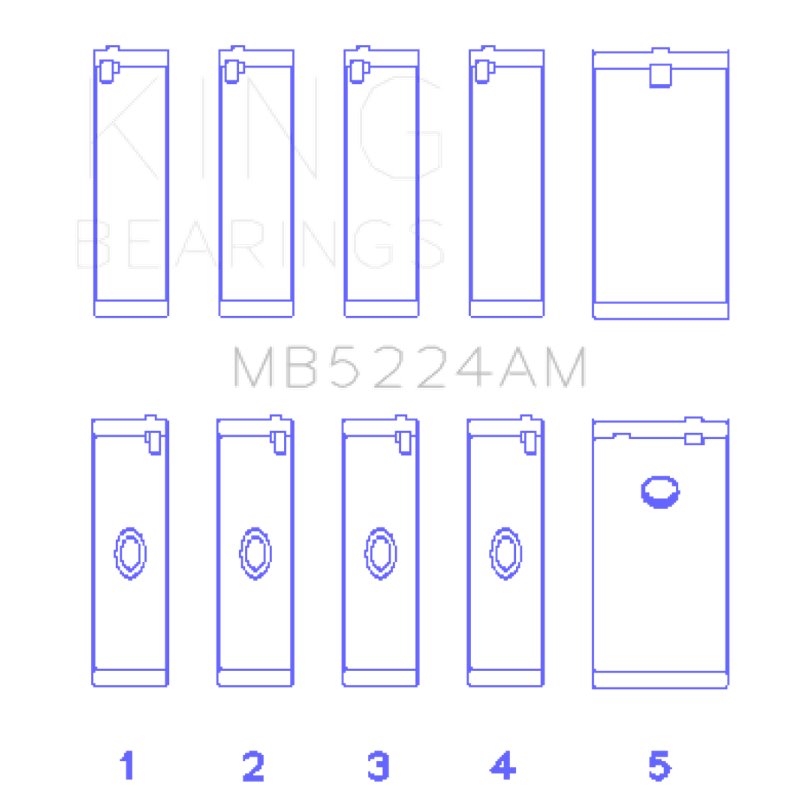 King General Motors 400CI 6.6L V8 OHV Crankshaft Main Bearing Set (Set of 5)