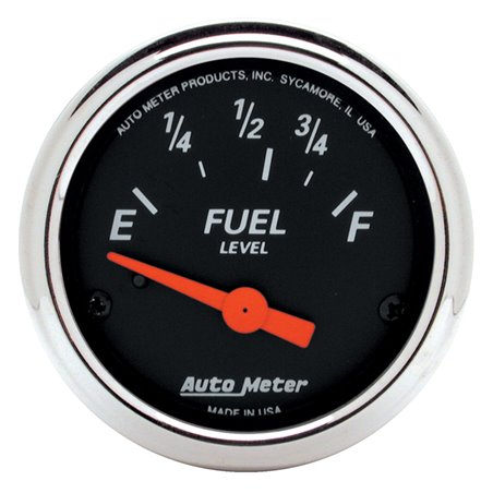 Autometer Designer Black Fuel Level Gauge 2-1/16in Electrical 70 Ohms E / 10 Ohms F - 90 Deg Sweep