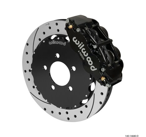 Wilwood Narrow Superlite 6R Front Big Brake Kit 12.88in Drilled Black 05-11 Ford Crown Victoria