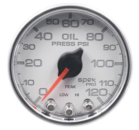 Autometer Spek-Pro 2-1/16in 0-120 PSI Digital Stepper Motor w/Peak & Warn Oil Pressue Gauge