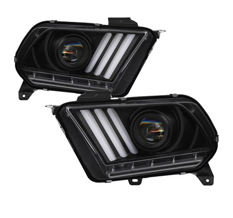 Spyder 10-13 Ford Mustang - Halogen - Projector Headlights - LED Signals -Black (PRO-YD-FM2010V2-BK)