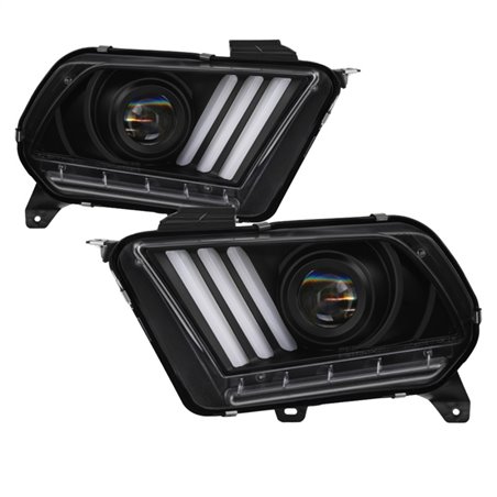 Spyder 10-13 Ford Mustang - Halogen - Projector Headlights - LED Signals -Black (PRO-YD-FM2010V2-BK)