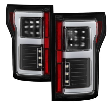 Spyder 15-18 Ford F-150 Light Bar LED Tail Lights (w/Blind Spot) - Black (ALT-YD-FF15015BS-LBLED-BK)