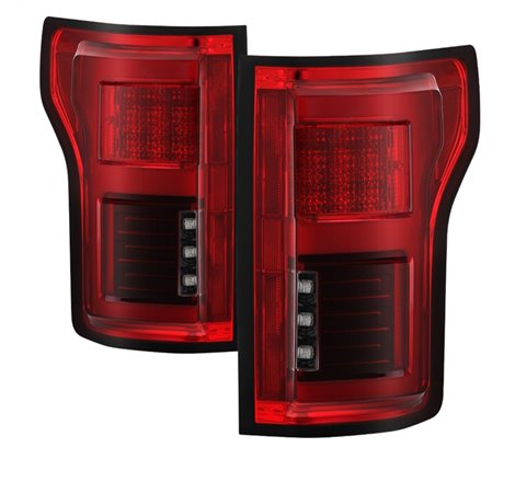 Spyder 15-18 Ford F-150 LED Tail Lights (w/Blind Spot) - Red Clear (ALT-YD-FF15015BS-LBLED-RC)