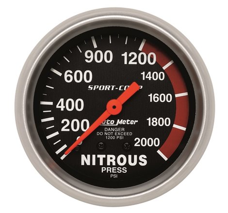 Autometer 2-5/8in 0-2000 PSI Mechanical Nitrous Pressure Sport-Comp Gauge