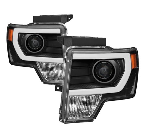 xTune Ford F150 Projector Headlights - Light Bar DRL - Black PRO-JH-FF15009-LBDRL-BK