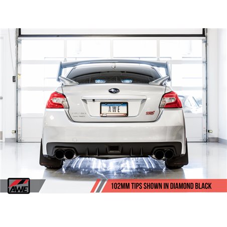 AWE Tuning Subaru STI VA / WRX GV / STI GV Sedan Touring Edition Exhaust - Diamond Black Tip (102mm)