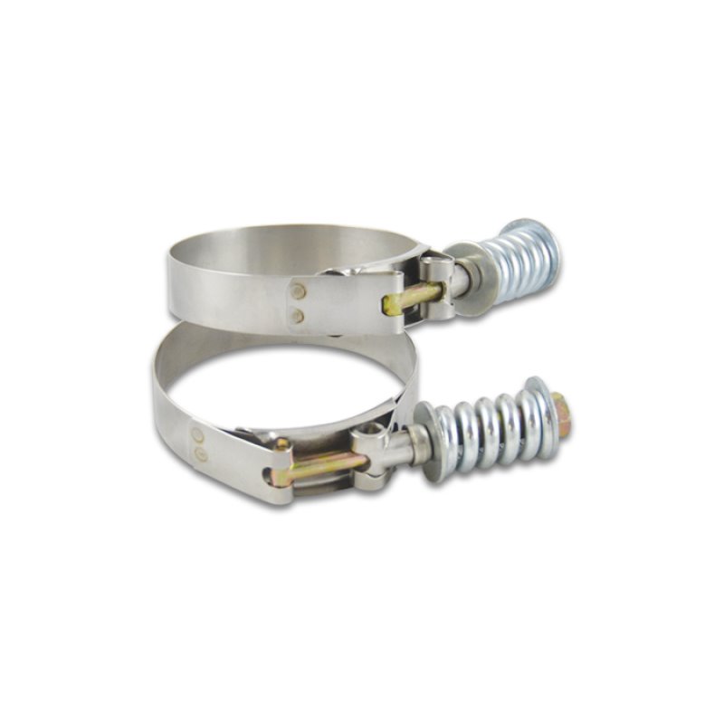 Vibrant Stainless Steel Spring Loaded T-Bolt Clamps (Pack of 2) - Clamp Range 4.78in-5.08in