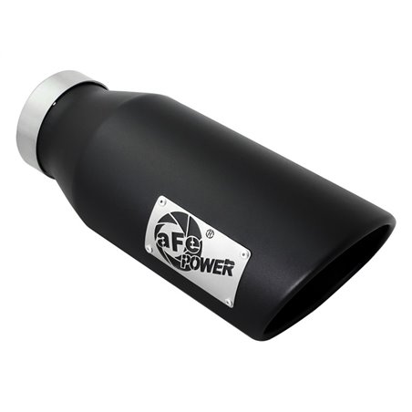 aFe Power MACH Force-Xp 4in In x 6in Out x 15in L Driver Side Clamp-On 4in 409 SS Exhaust Tip-Black