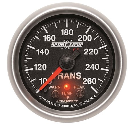 Autometer Elite 52.4mm 100-260F Transmission Temprature Peak & Warn w/ Electronic Control Gauge