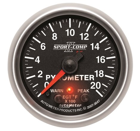 Autometer Elite 52.4mm 0-2000F Pyrometer Peak & Warn w/ Electronic Control Gauge