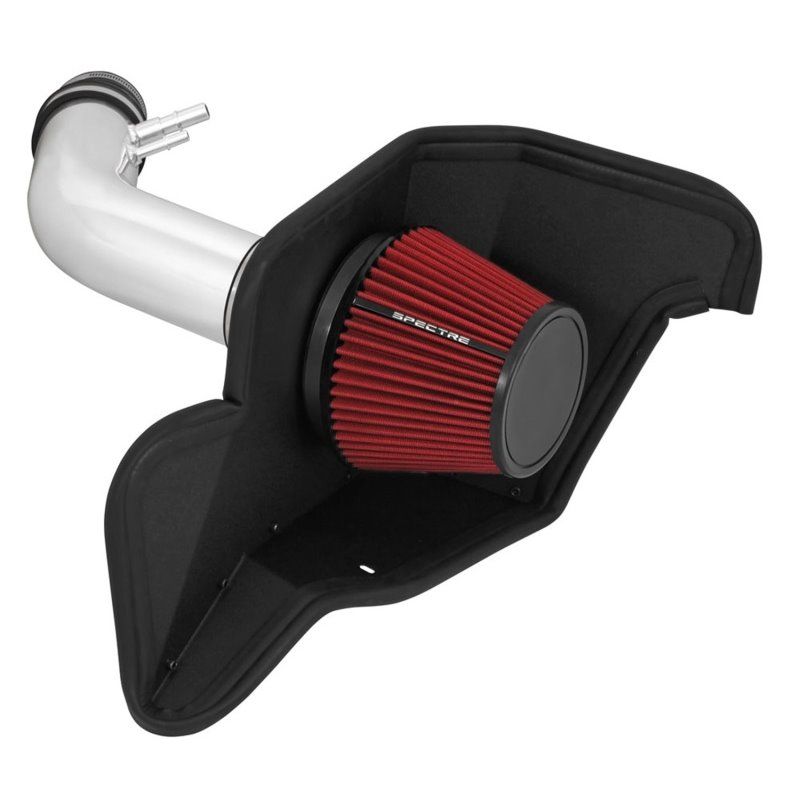 Spectre 15-16 Ford Mustang V6-3.7L F/I Air Intake Kit - Polished w/Red Filter