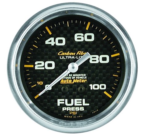 Autometer Carbon Fiber 66.7mm 0-15 PSI W/O ISO Fuel Pressure Gauge