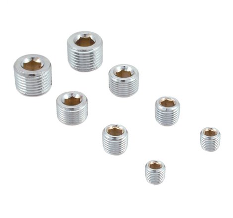 Spectre Pipe Plug Kit - Includes (2) 1/8in. / (2) 1/4in. / (2) 3/8in. / (2) 1/2in. Plugs - Chrome