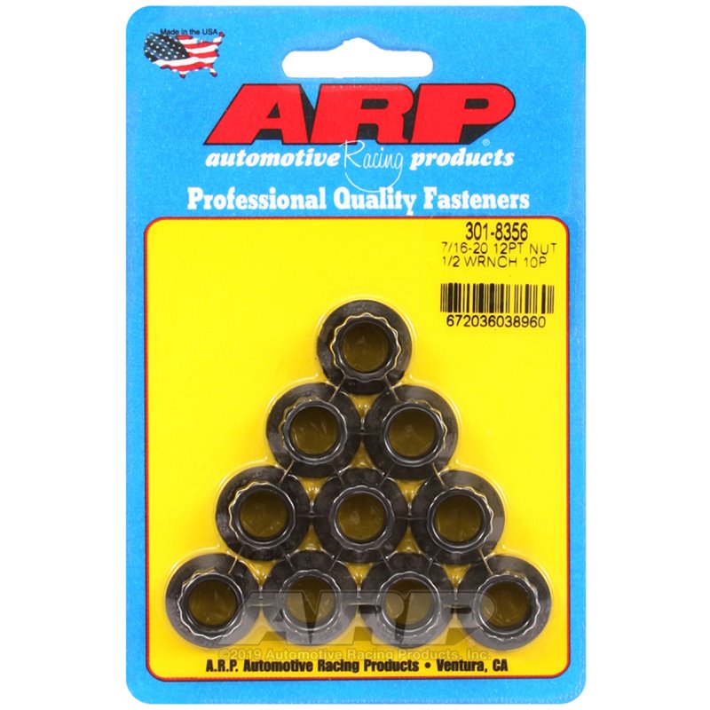 ARP 7/16-20 1/2 Socket 12 Pt Nut Kit (Pack of 10)