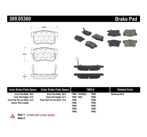 StopTech Performance 08-10 Honda Accord EX/EX-L Coupe / 08-10 LX/LX-P/LX+ Sedan Rear Brake Pads