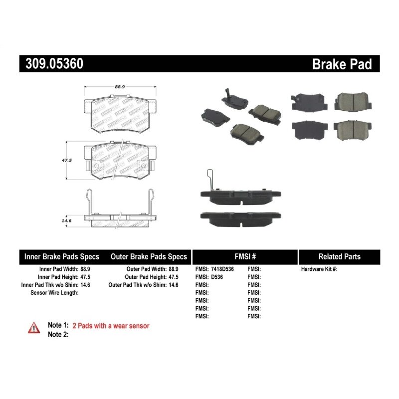 StopTech Performance 08-10 Honda Accord EX/EX-L Coupe / 08-10 LX/LX-P/LX+ Sedan Rear Brake Pads