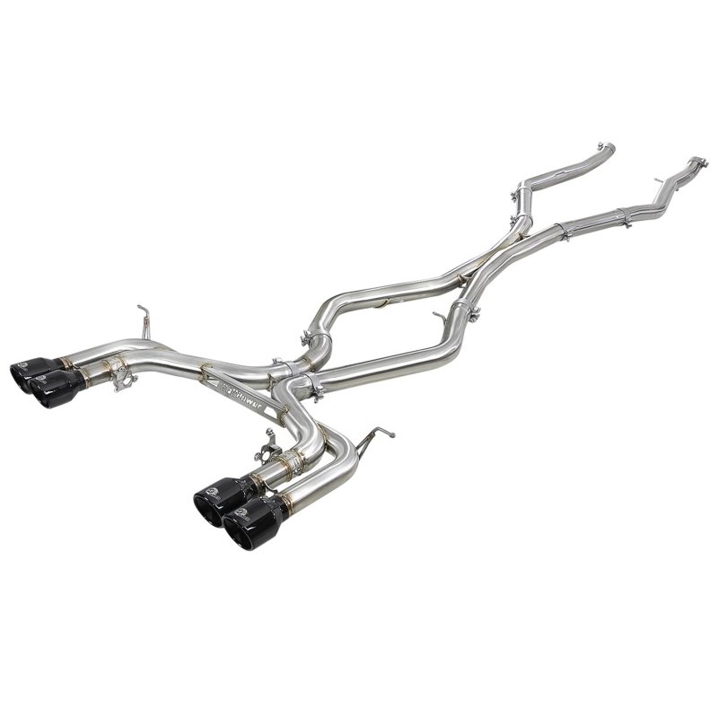 aFe MACH Force-Xp 3.5in. 304 SS C/B Exhaust w/o Muffler 15-18 BMW X5 M V8-4.4L (tt) - Black Tip