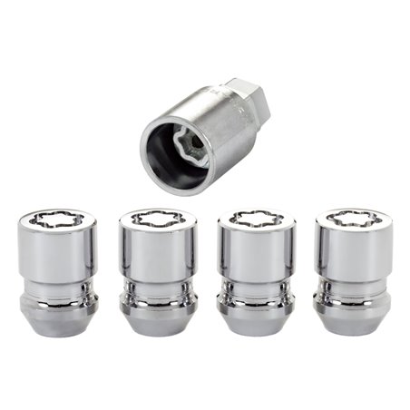 McGard Wheel Lock Nut Set - 4pk. (Cone Seat) 1/2-20 / 3/4 & 13/16 Dual Hex / 1.28in. Length - Chrome