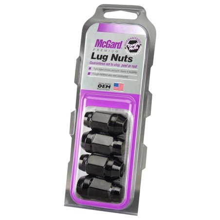 McGard Hex Lug Nut (Cone Seat Bulge Style) M12X1.5 / 3/4 Hex / 1.45in. Length (4-Pack) - Black