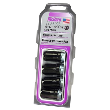 McGard SplineDrive Lug Nut (Cone Seat) 1/2-20 / 1.60in. Length (4-Pack) - Black (Req. Tool)