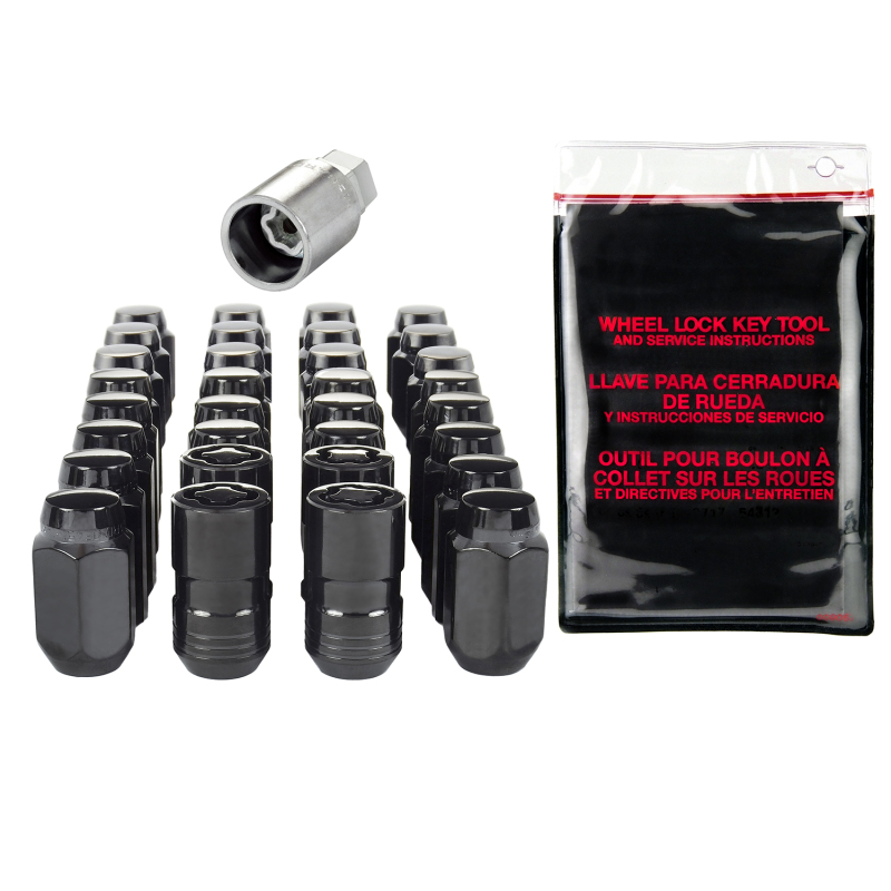 McGard 8 Lug Hex Install Kit w/Locks (Cone Seat Nut) M14X1.5 / 22mm Hex / 1.635in. Length - Black