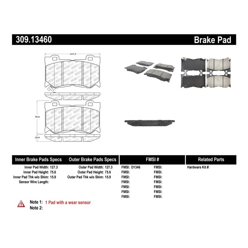 StopTech Performance 09-13 Infiniti FX35/FX37/FX45/FX50/08-13 G37 / 09-12 370Z Front Brake Pads