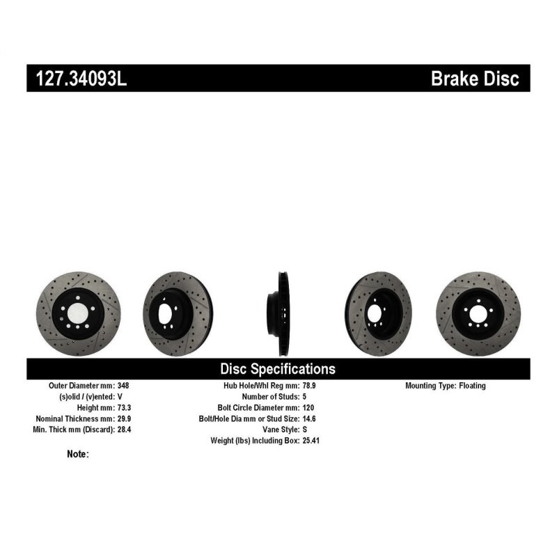 StopTech 07-09 BMW 335 (E90/E92/E93) Slotted & Drilled Left Front Rotor