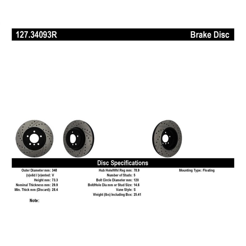 StopTech 07-09 BMW 335 (E90/E92/E93) Slotted & Drilled Right Front Rotor