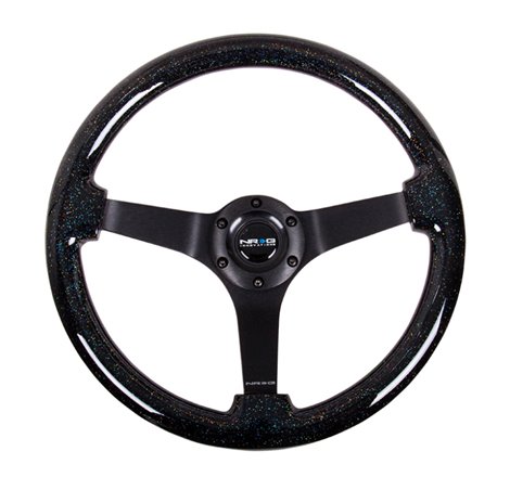 NRG Reinforced Steering Wheel (350mm / 3in Deep) Classic Blk Sparkle Wood Grain w/Blk 3-Spoke Center