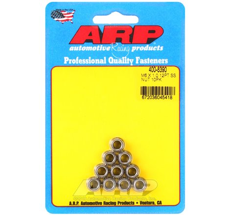 ARP M6 X 1.00 (M8 wr) Stainless Steel 12pt Nut Kit (Pack of 10)