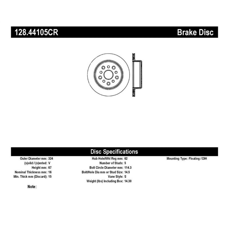 StopTech 93-98 Toyota Supra Turbo Drilled Right Rear Cryo Rotor