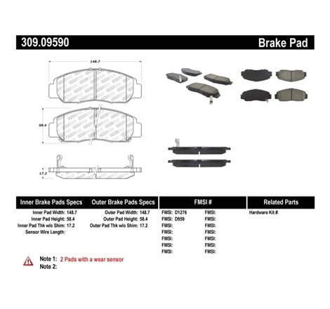 StopTech Performance 03-07 Honda Accord V6 A/T Front Brake Pads